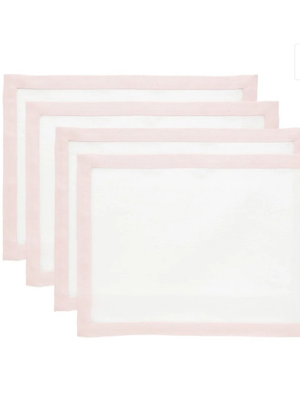 Solino Home Classic Linen Placemats White with Pink Border - Set of 6